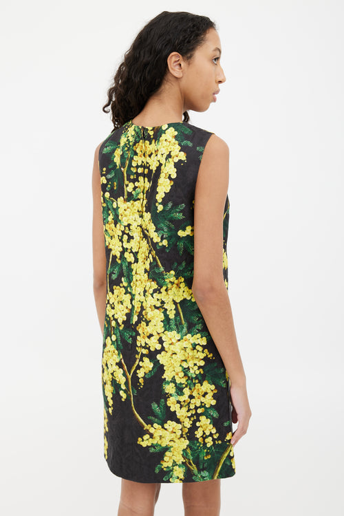 Dolce 
Gabbana Black 
Yellow Floral Shift Dress