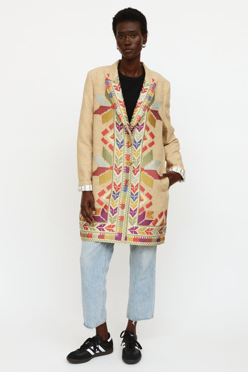 Etro Beige Embroidered Pattern Coat