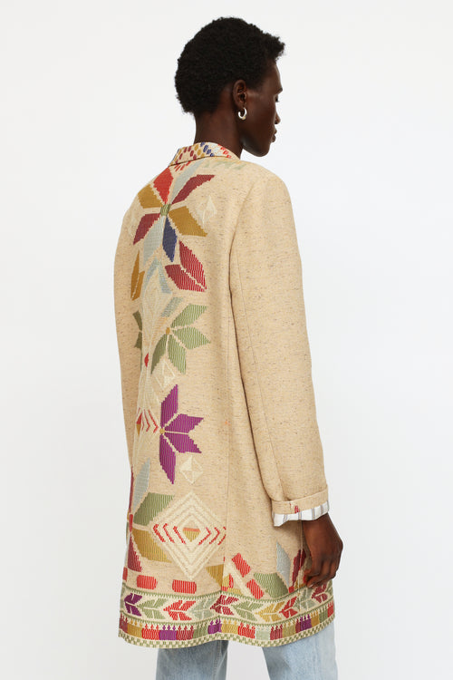 Etro Beige Embroidered Pattern Coat