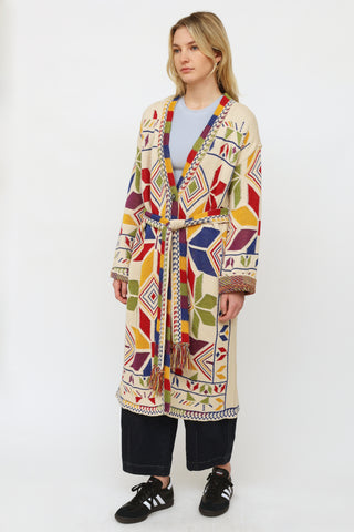 Etro Multicolored Geometric Knit Cardigan