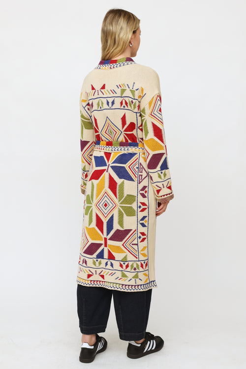 Etro Multicolored Geometric Knit Cardigan