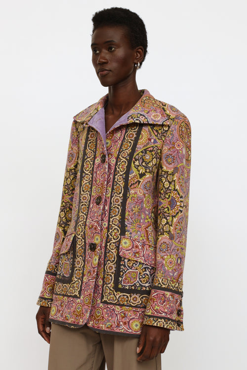 Etro Multicolored Floral Wool Blend Jacket