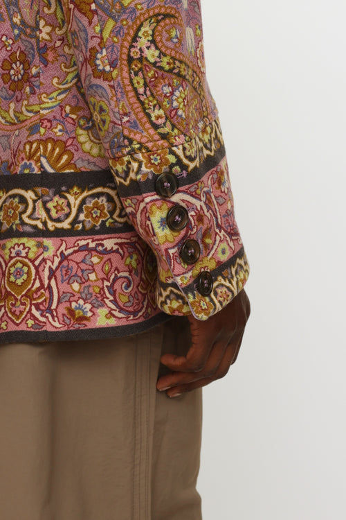 Etro Multicolored Floral Wool Blend Jacket