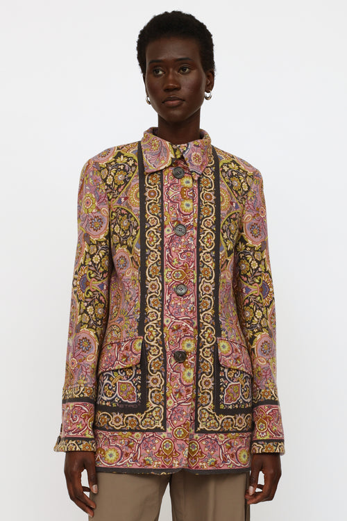 Etro Multicolored Floral Wool Blend Jacket