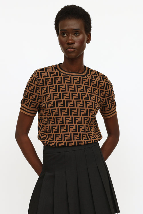 Fendi Brown Zucca Knit Top