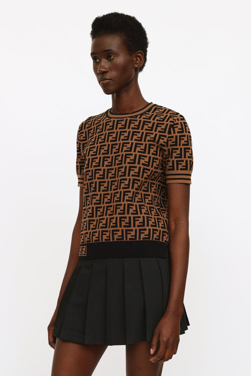 Fendi Brown Zucca Knit Top