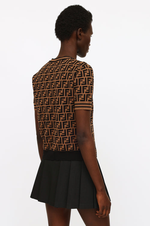 Fendi Brown Zucca Knit Top