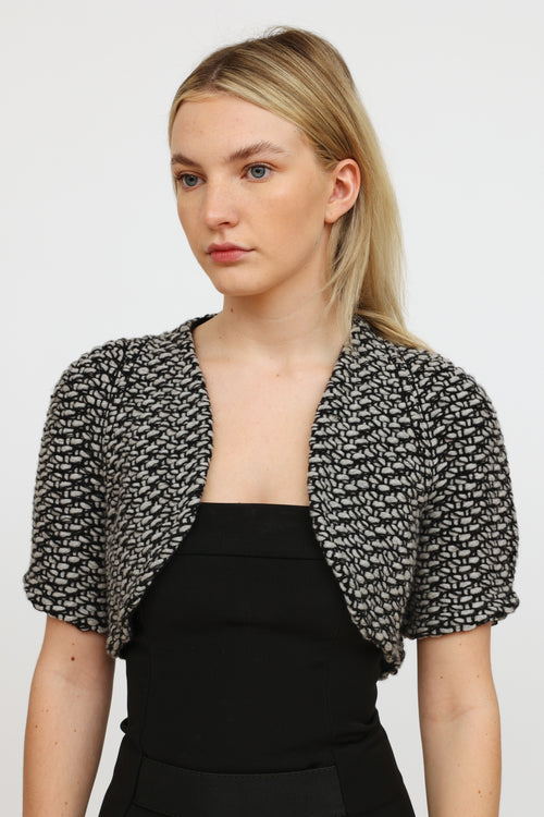 Fendi  Grey 
Black Cropped Bolero Cardigan