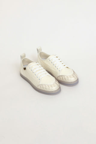 Fendi White Canvas FF Promenade Embellished Sneakers