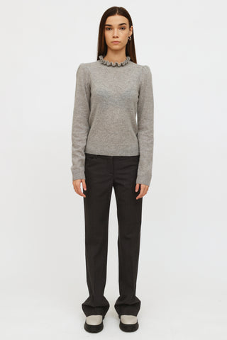 Frame Grey Cashmere Ruffle Collar Sweater