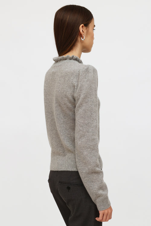 Frame Grey Cashmere Ruffle Collar Sweater