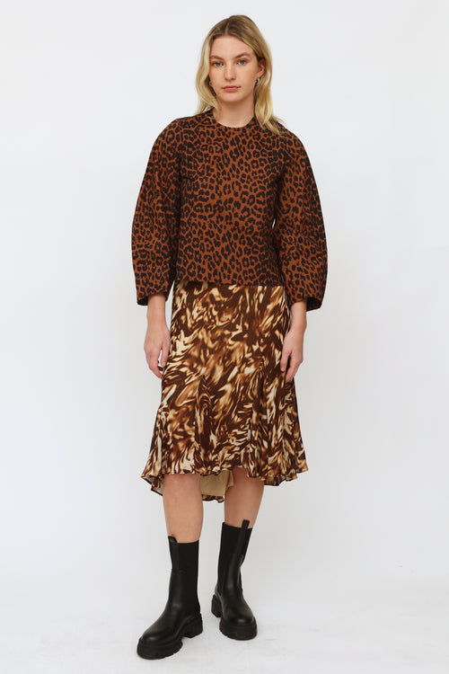 Ganni Brown Printed Top