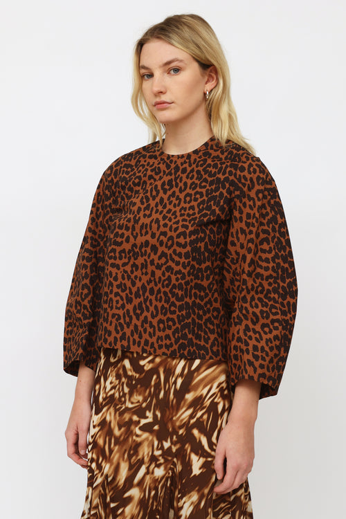 Ganni Brown Printed Top