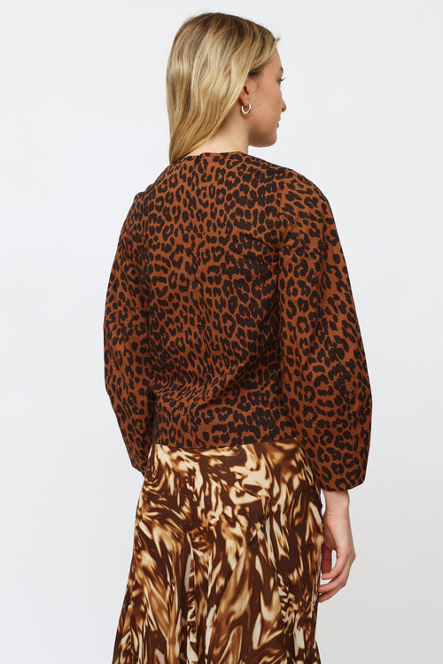 Ganni Brown Printed Top