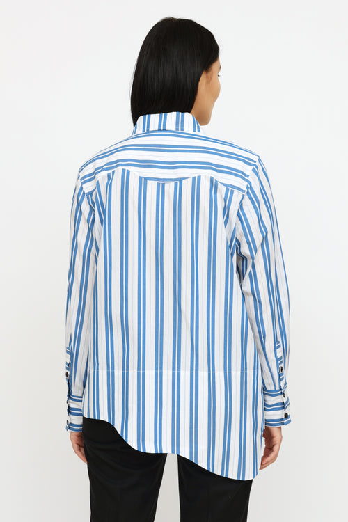 Ganni Blue 
White Stripe Button Up Shirt