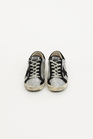 Golden Goose Silver Glitter Superstar Sneakers