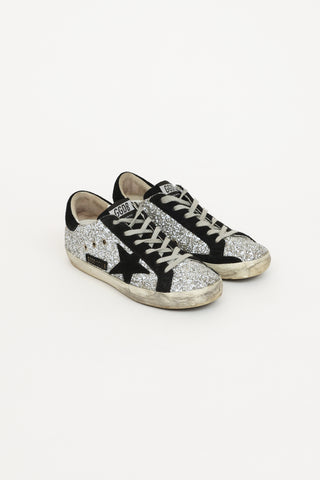 Golden Goose Silver Glitter Superstar Sneakers