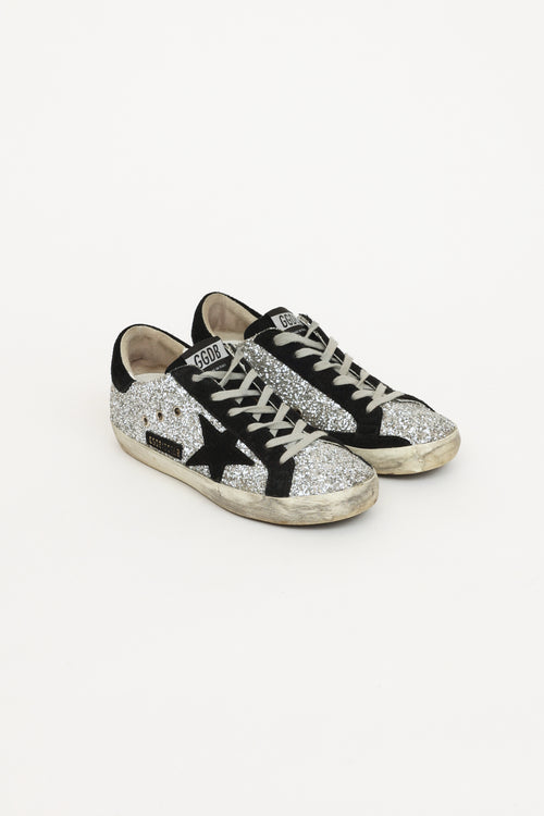 Golden Goose Silver Glitter Superstar Sneakers