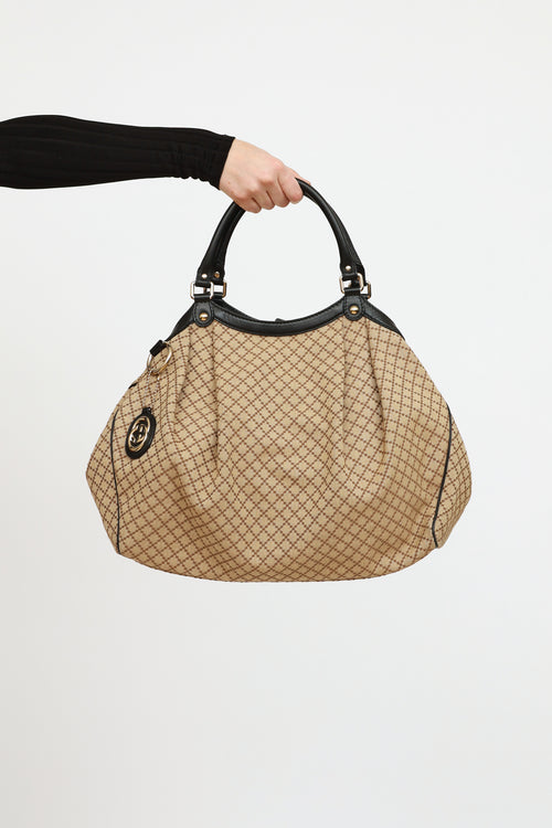 Gucci Beige 
Brown Diamante Sukey Tote Bag