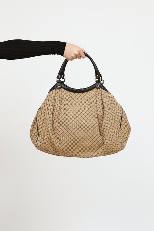 Gucci Beige 
Brown Diamante Sukey Tote Bag