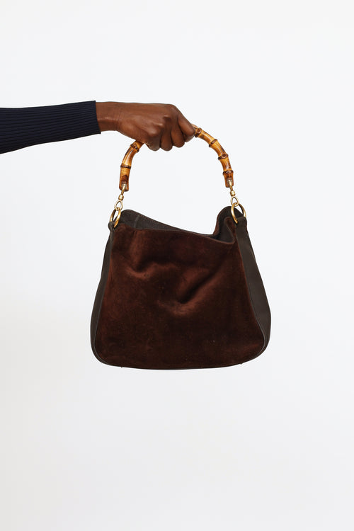 Gucci Brown Suede Bamboo Bag