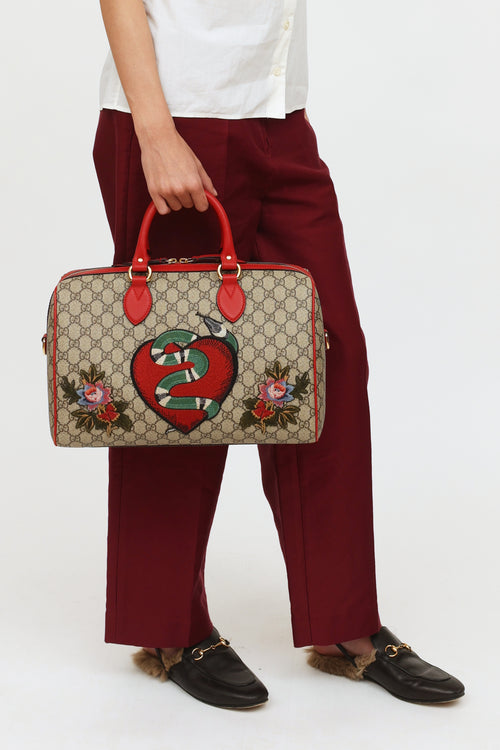 Gucci GG Supreme Embroidered Boston Bag