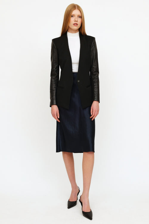 Helmut Lang Black Wool 
Leather Blazer