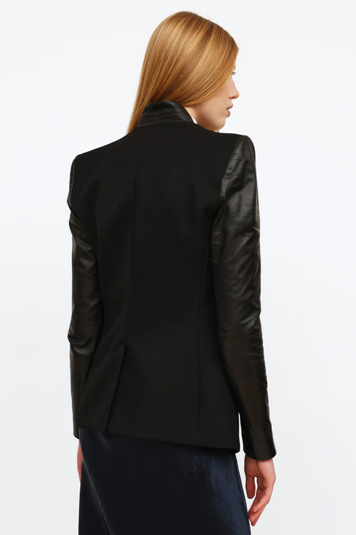 Helmut Lang Black Wool 
Leather Blazer