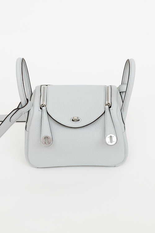 Hermès 2022 Bleu Pale Taurillon Clemence Lindy 20 Bag