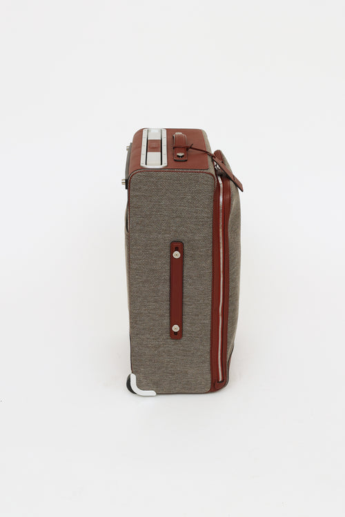 Hermès Brown 
Grey Caleche Express Rolling Suitcase