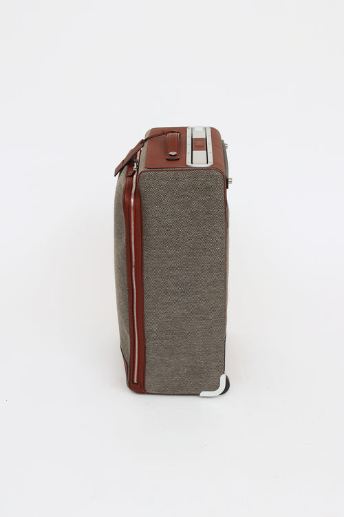 Hermès Brown 
Grey Caleche Express Rolling Suitcase