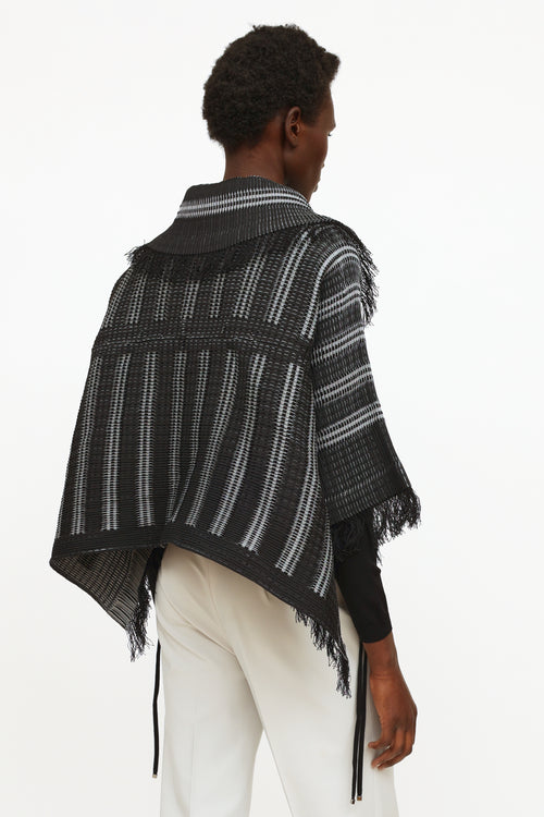 Issey Miyake Black 
Grey Pleated Fringe Jacket