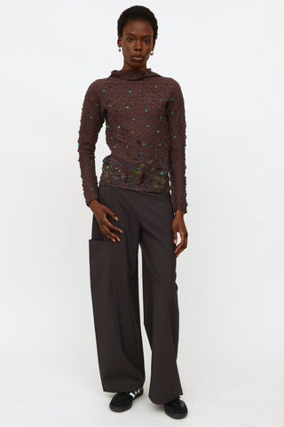 Issey Miyake Grey Multi Textured Top