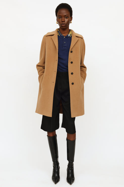 Jil Sander Tan Wool Button Up Coat