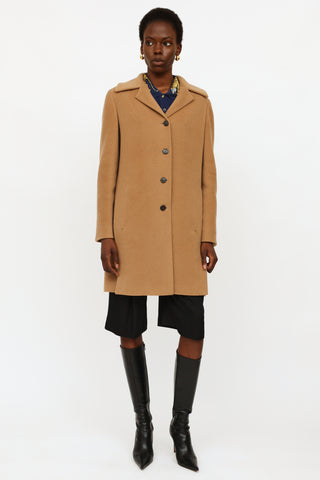 Jil Sander Tan Wool Button Up Coat