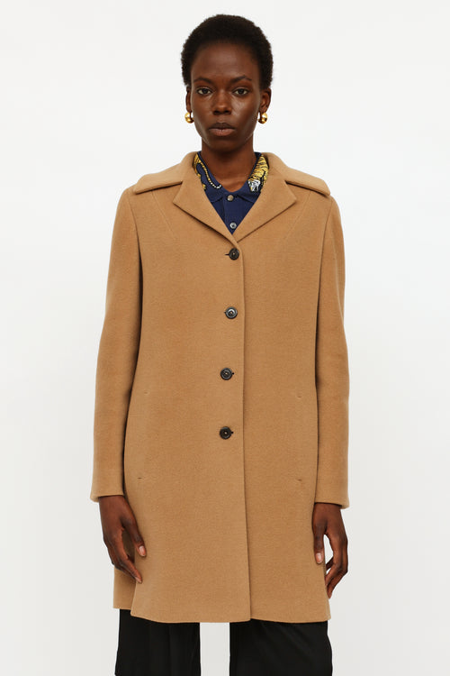 Jil Sander Tan Wool Button Up Coat