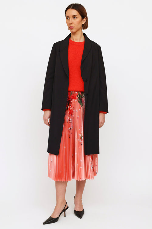 Jil Sander Black Pleated Panel Coat