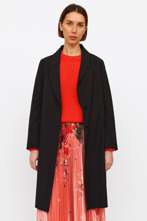 Jil Sander Black Pleated Panel Coat