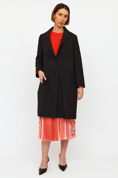 Jil Sander Black Pleated Panel Coat