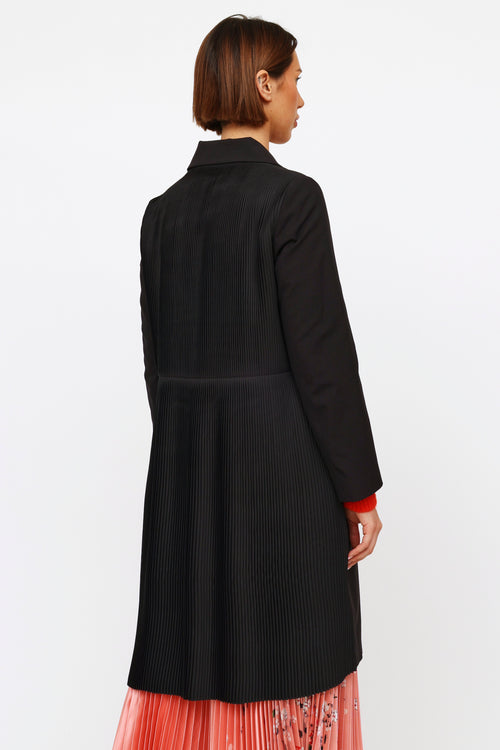 Jil Sander Black Pleated Panel Coat