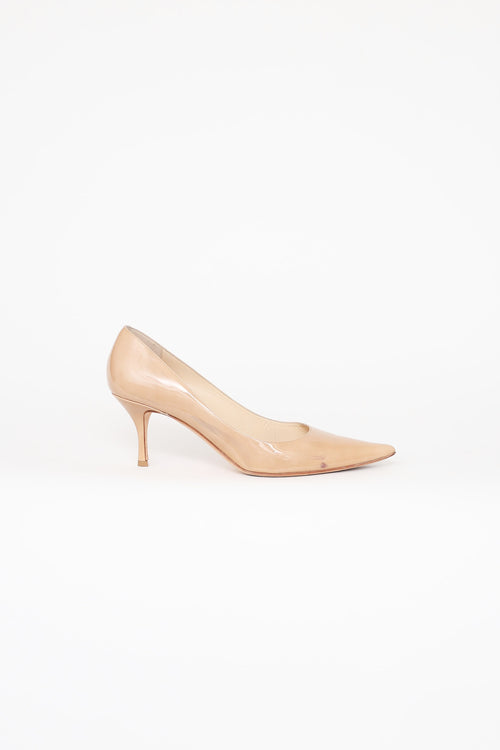 Jimmy Choo Beige Patent Pointed Toe Pump