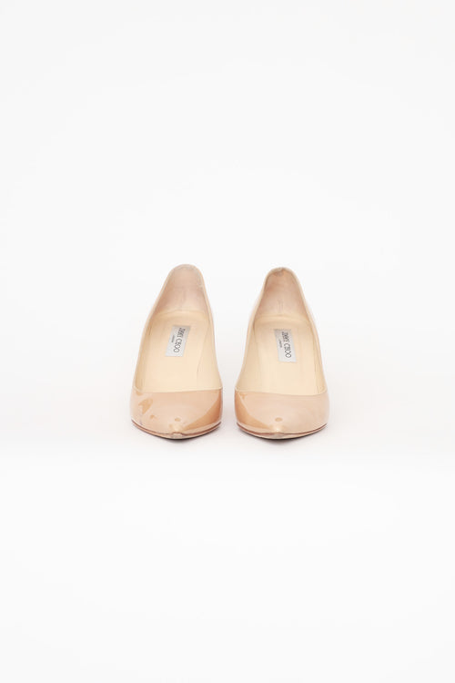 Jimmy Choo Beige Patent Pointed Toe Pump