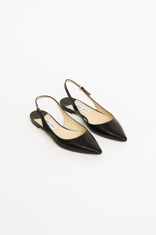 Jimmy Choo Black Patent Erin Slingback Flat