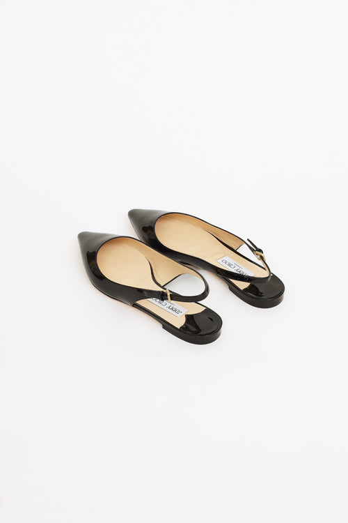 Jimmy Choo Black Patent Erin Slingback Flat