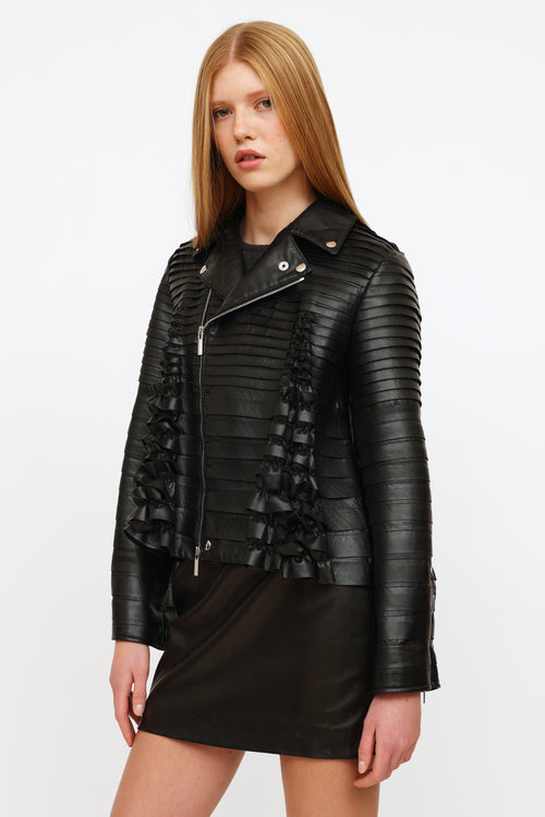 Noir Kei Ninomiya 2017 Black Faux Leather Ruffle Jacket