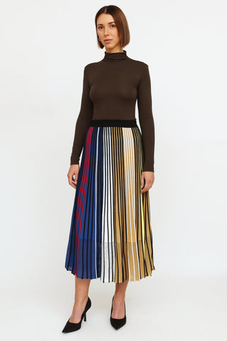 Kenzo Blue 
Multi-Colour Knit Pleated Maxi Skirt