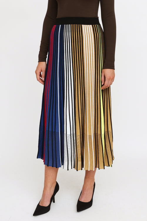 Kenzo Blue 
Multi-Colour Knit Pleated Maxi Skirt