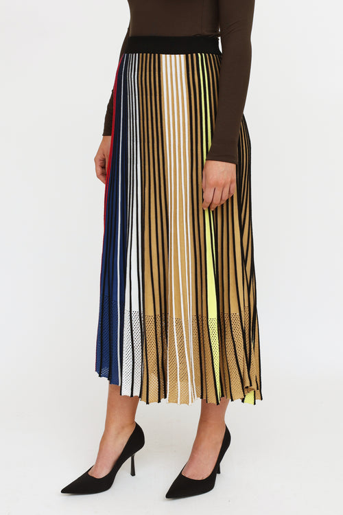 Kenzo Blue 
Multi-Colour Knit Pleated Maxi Skirt