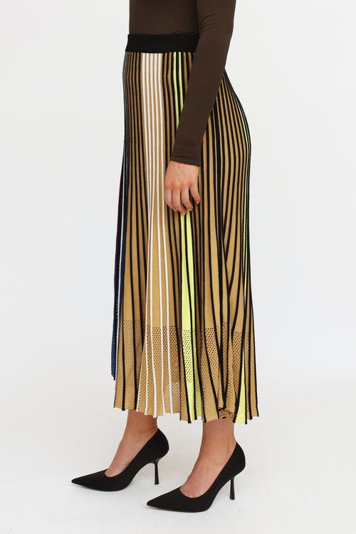 Kenzo Blue 
Multi-Colour Knit Pleated Maxi Skirt