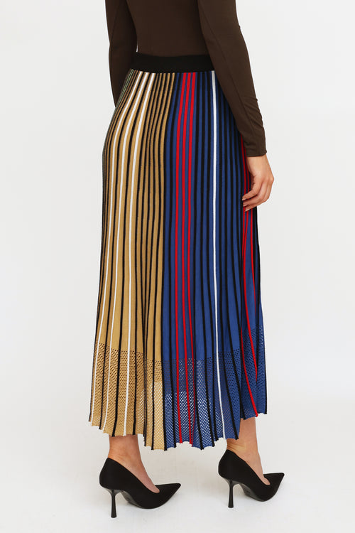 Kenzo Blue 
Multi-Colour Knit Pleated Maxi Skirt